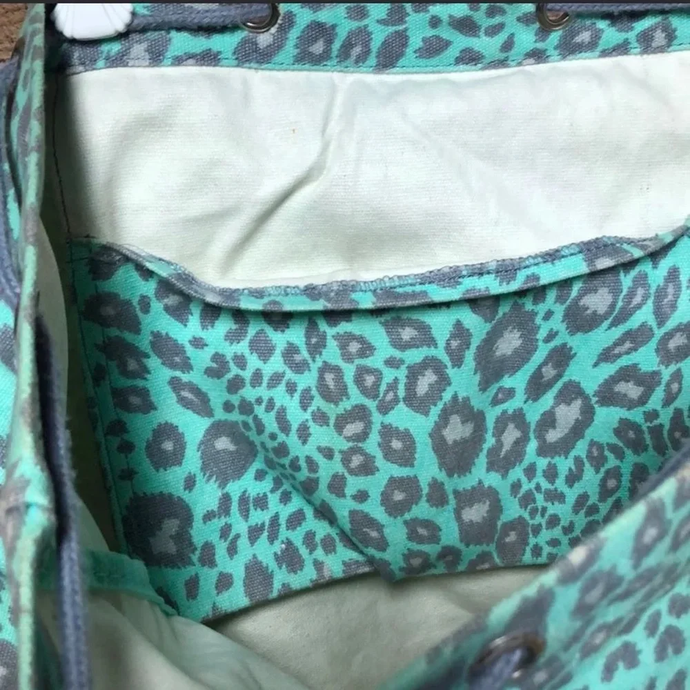VERY RARE Victoria's Secret PINK Seafoam Dorm Green Leopard Print Laundry Bag